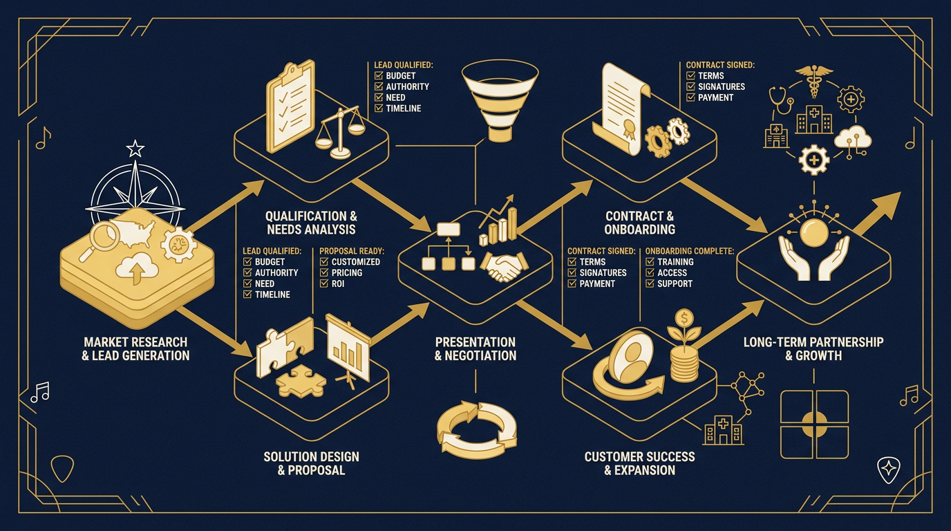 Diagram: how Nashville, Tennessee businesses put sales process for this market into practice