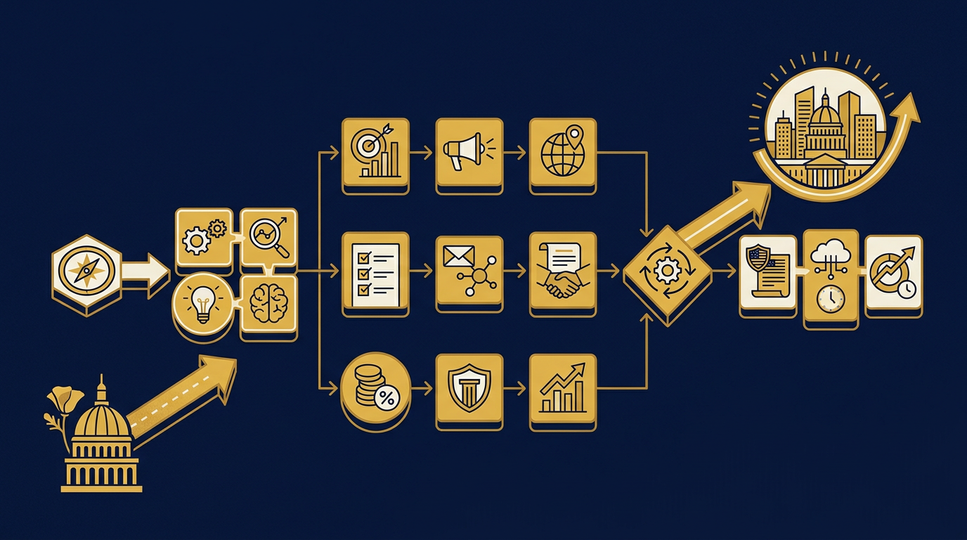 Diagram: how Sacramento, California businesses put marketing strategy for this market into practice