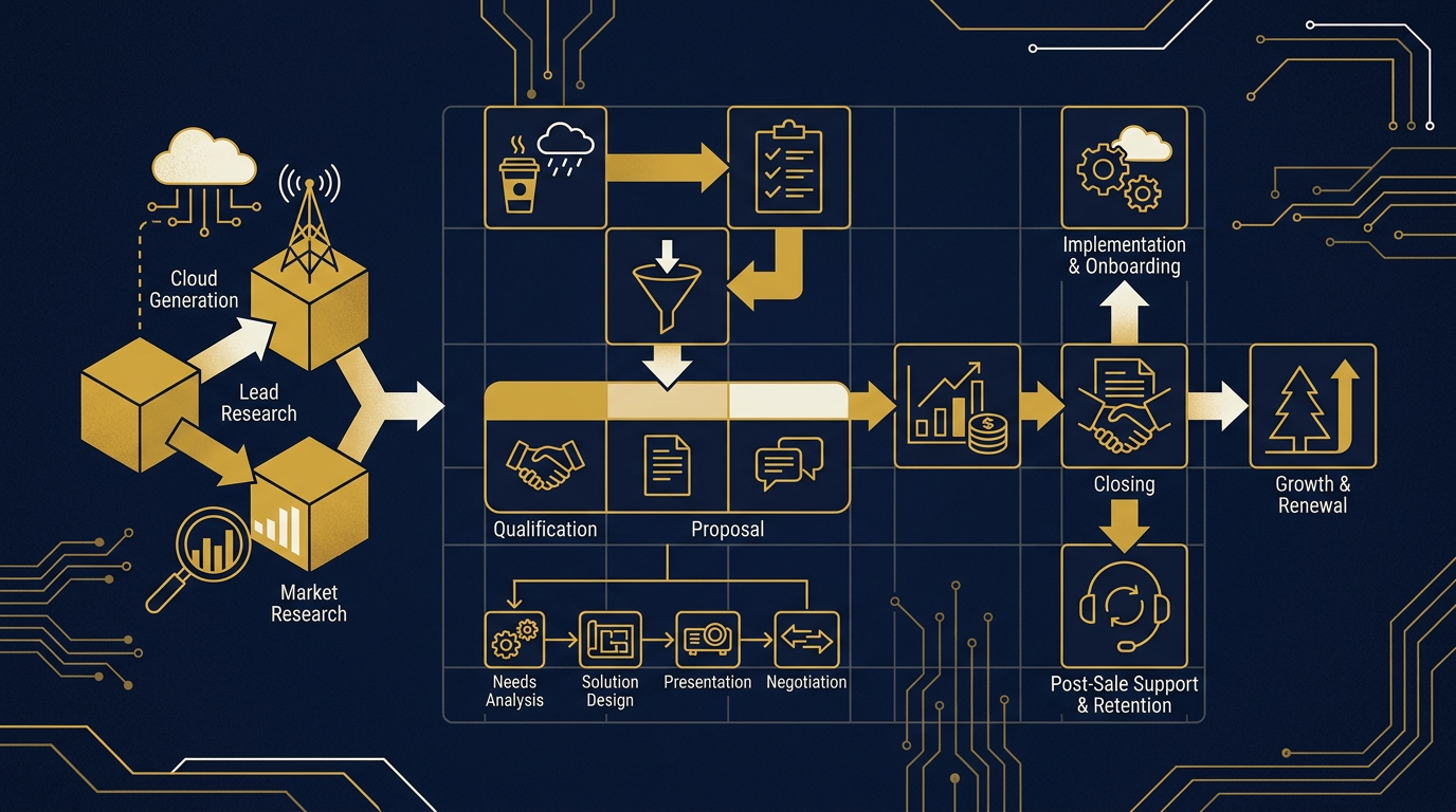 Diagram: how Seattle, Washington businesses put sales process for this market into practice